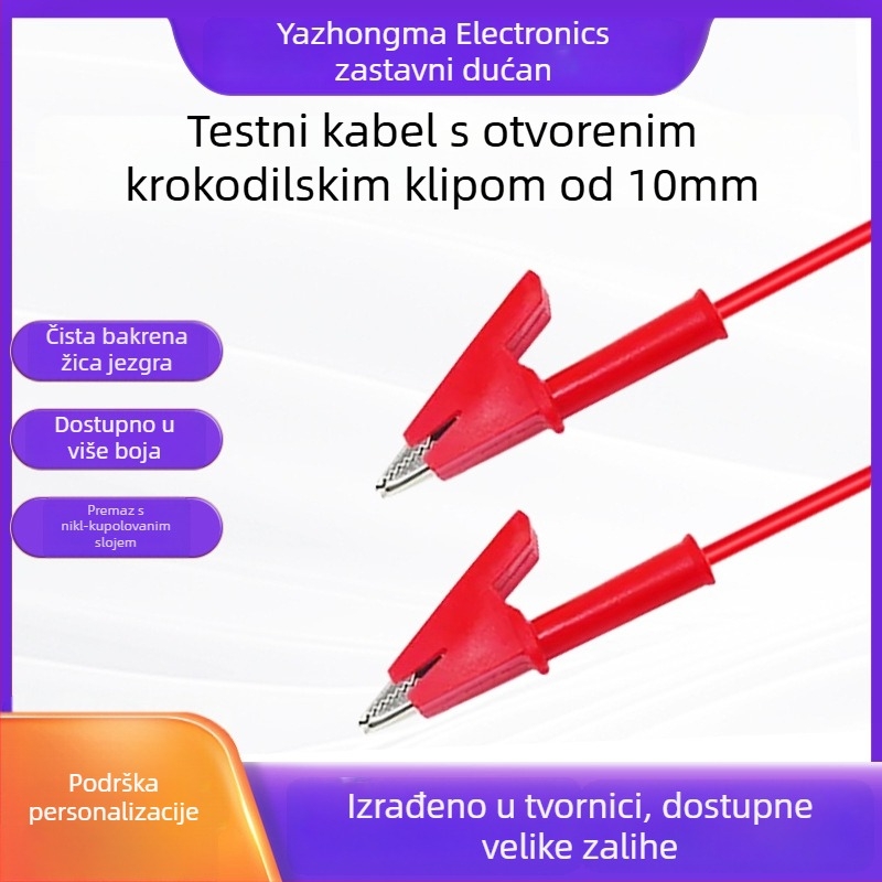 Dvostruki krokodilski klip za testiranje sa silikonskim kabelom i bakrenim kontaktima