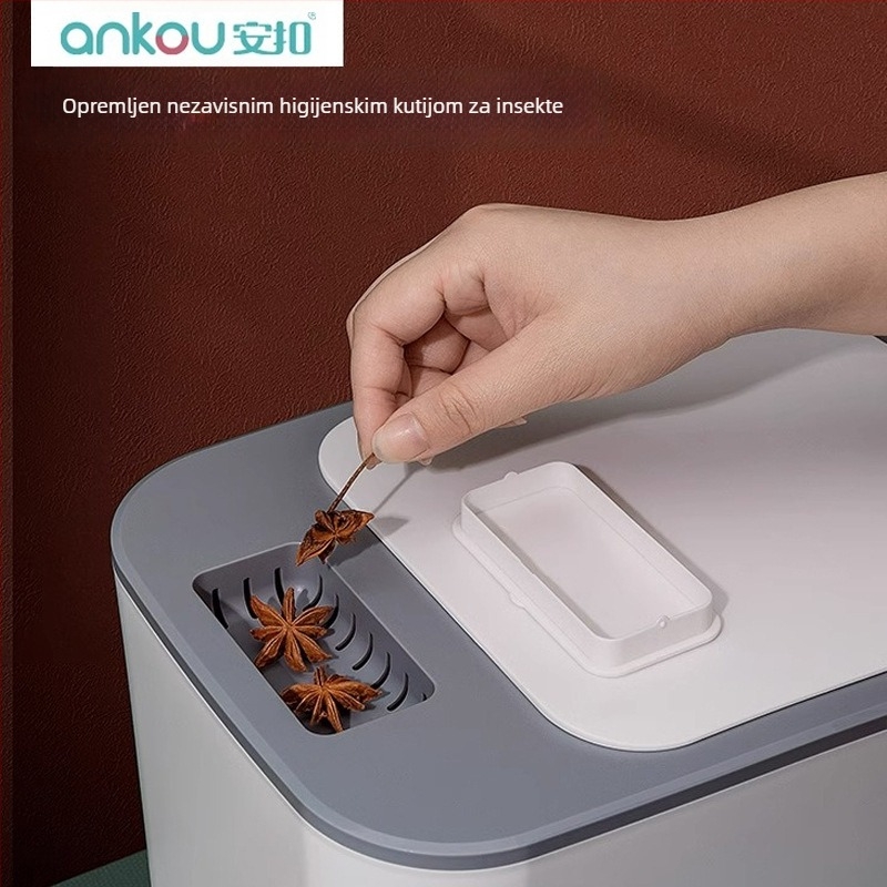ANKOU kutija za skladištenje riže, hermetična, otporna na vlagu i štetnike, plastični spremnik, prehrambena kvaliteta, kapacitet 10 L, porijeklo Zhongshan, Guangdong