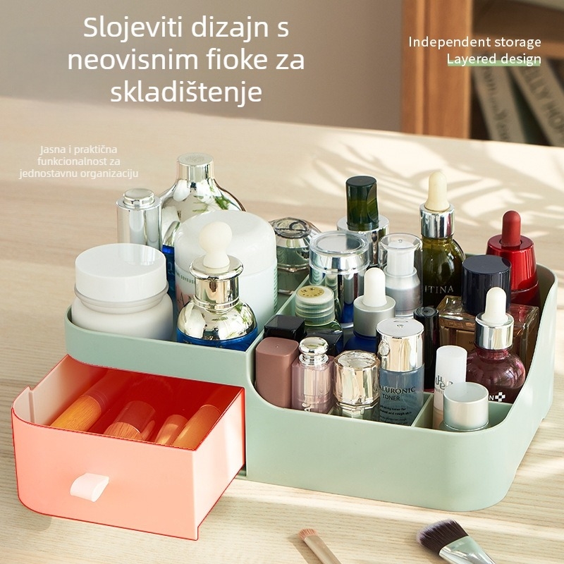 Stolni organizator s jednim ladicom, od PP plastike, kapacitet 3 L, pogodan za školske potrepštine i kozmetiku