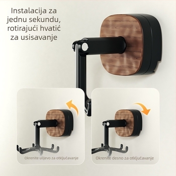 Okretni kuhinjski set s vakuumskom drškom — montaža bez bušenja, silikon za hranu + beech wood handle