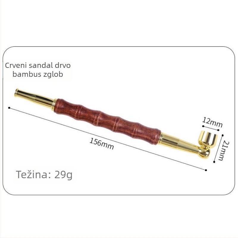 Retro set pipe s usnikom od crvenog drveta i držačem za cigarete, jednostavan dizajn, 1 kom