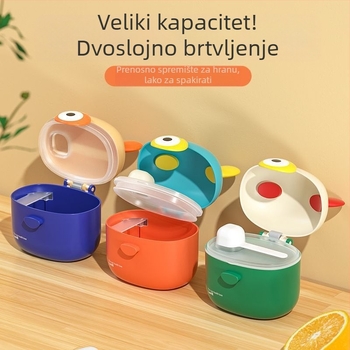 Dvostruka prenosna kutija za mlijeko u prašku, vodootporna i hermetički zatvorena, s velikim kapacitetom i podijeljenim pretincima