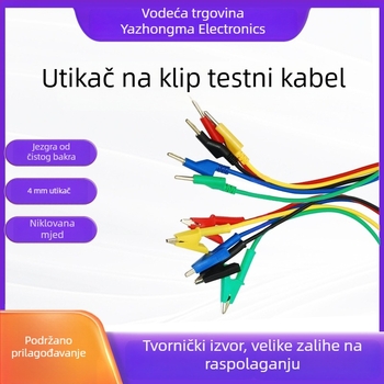 Testni kabel s 4 mm banana priključkom i klipom aligatorom, čist bakar, izlaz 19 A, kabel 1 mm²