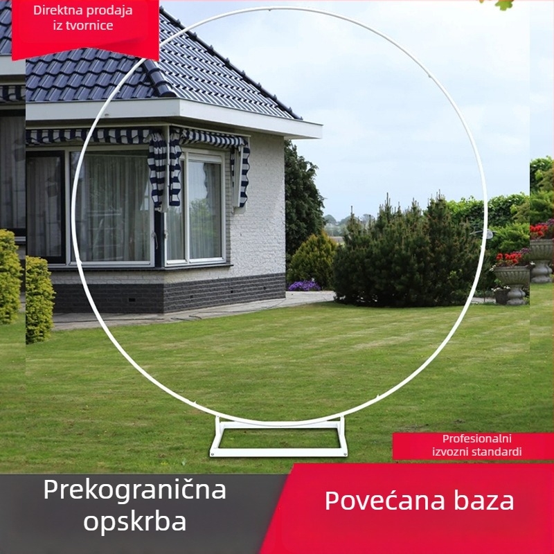 Željezni okrugli luk za svadbenu pozadinu s balonima, luk s jednim stupom