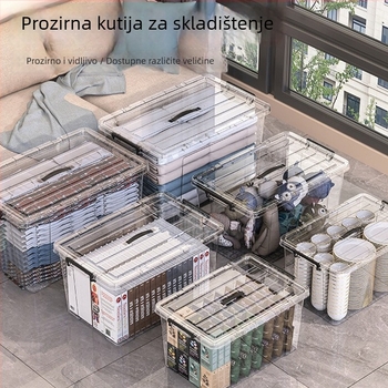Velika kućna kutija za odlaganje odjeće i igračaka, plastična kutija sa poklopcem, PP, kapacitet 90-100 L, prašno- i vlagootporna, višenamjenska