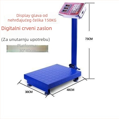 Elektronička komercijalna vaga, 300 kg kapacitet, sklopiva platforma, punjiva baterija, precizno mjerenje