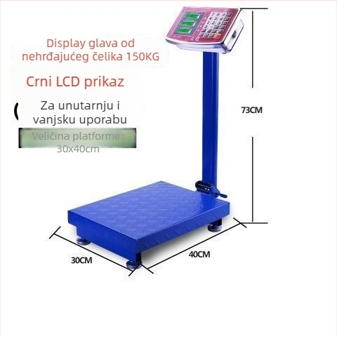 Elektronička komercijalna vaga, 300 kg kapacitet, sklopiva platforma, punjiva baterija, precizno mjerenje