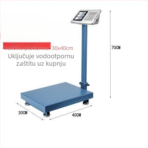Elektronička komercijalna vaga, 300 kg kapacitet, sklopiva platforma, punjiva baterija, precizno mjerenje