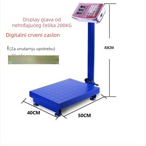 Elektronička komercijalna vaga, 300 kg kapacitet, sklopiva platforma, punjiva baterija, precizno mjerenje