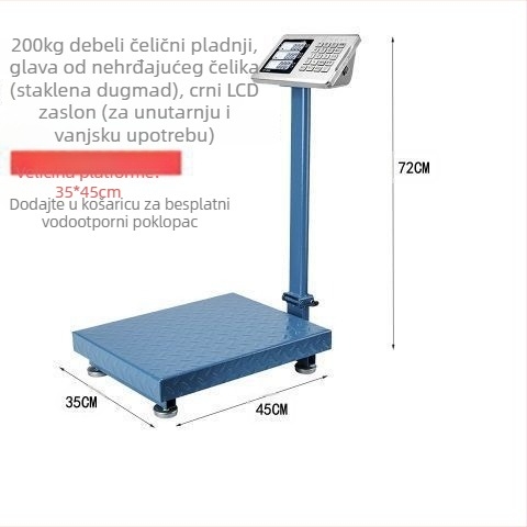 Elektronička komercijalna vaga, 300 kg kapacitet, sklopiva platforma, punjiva baterija, precizno mjerenje