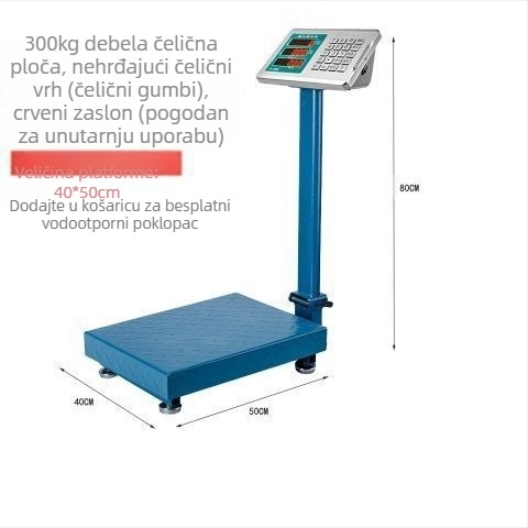Elektronička komercijalna vaga, 300 kg kapacitet, sklopiva platforma, punjiva baterija, precizno mjerenje