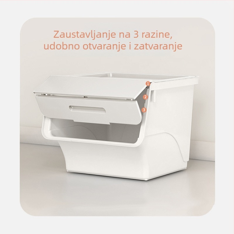 Stohovata kutija za skladištenje u stilu hipopotama, plastična, za spavaću sobu, višefunkcionalna, otporna na prašinu, kapacitet 30–40 L