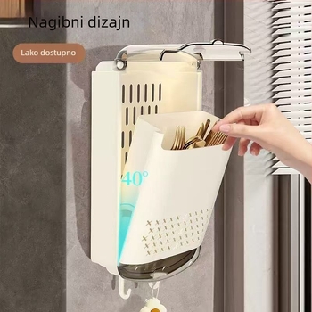 Zidni plastični organizator kuhinje s dreniranjem, pravokutnog dizajna, višestruke namjene (bez bušenja)