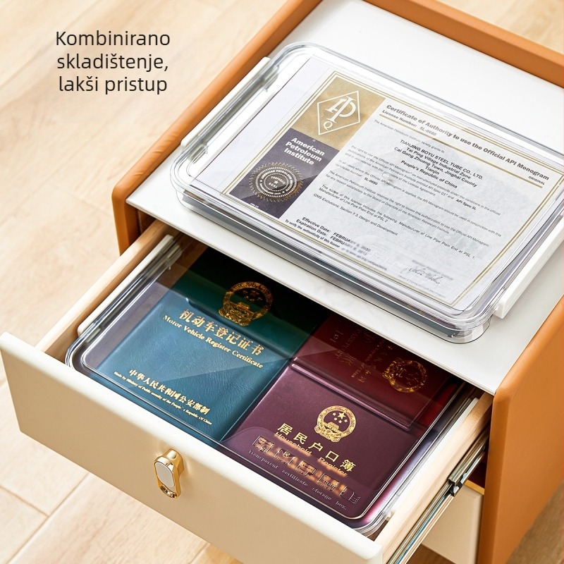 Kutija za dokumente, prozirna PET, poklopac sa zatvaranjem klikom, otporna na prašinu i vlagu, pogodna za ured i kućnu organizaciju dokumenata