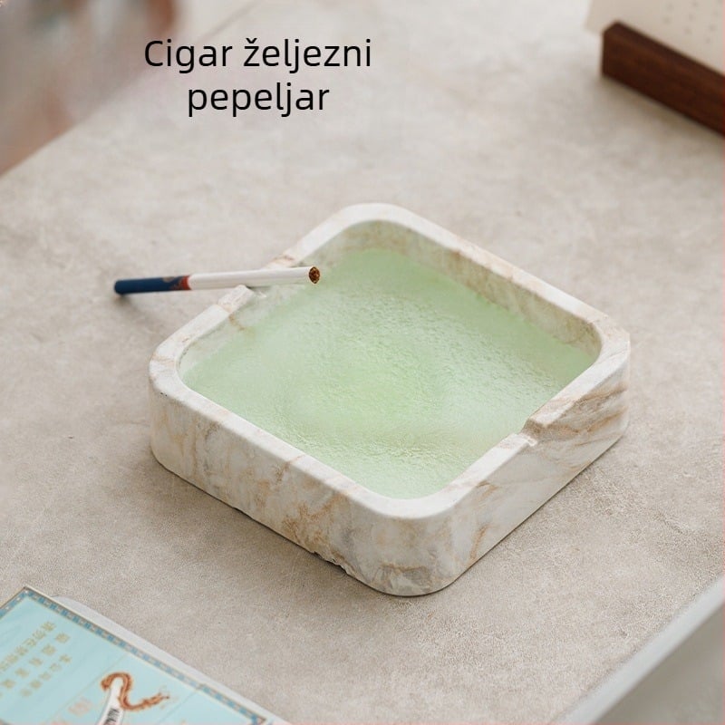 Kvadratni keramički pepelnjak u INS stilu, za dom i KTV, s prostorom za pohranu i otiskom logotipa