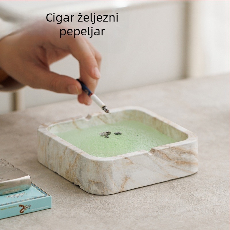 Kvadratni keramički pepelnjak u INS stilu, za dom i KTV, s prostorom za pohranu i otiskom logotipa