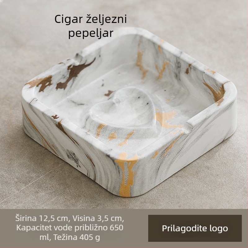 Kvadratni keramički pepelnjak u INS stilu, za dom i KTV, s prostorom za pohranu i otiskom logotipa