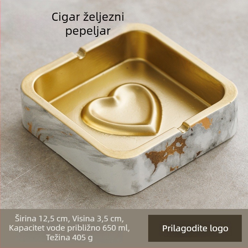 Kvadratni keramički pepelnjak u INS stilu, za dom i KTV, s prostorom za pohranu i otiskom logotipa