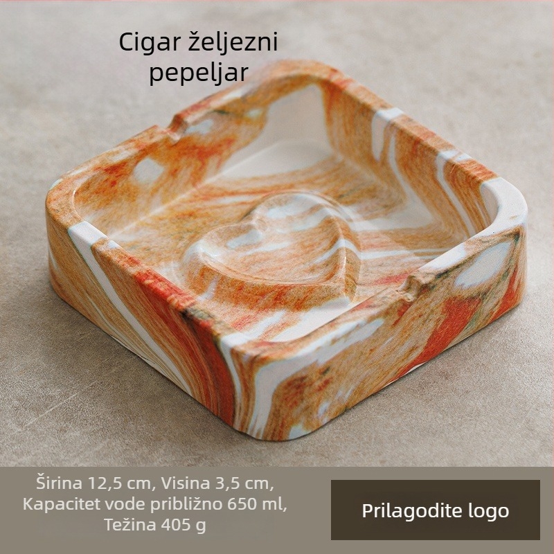 Kvadratni keramički pepelnjak u INS stilu, za dom i KTV, s prostorom za pohranu i otiskom logotipa