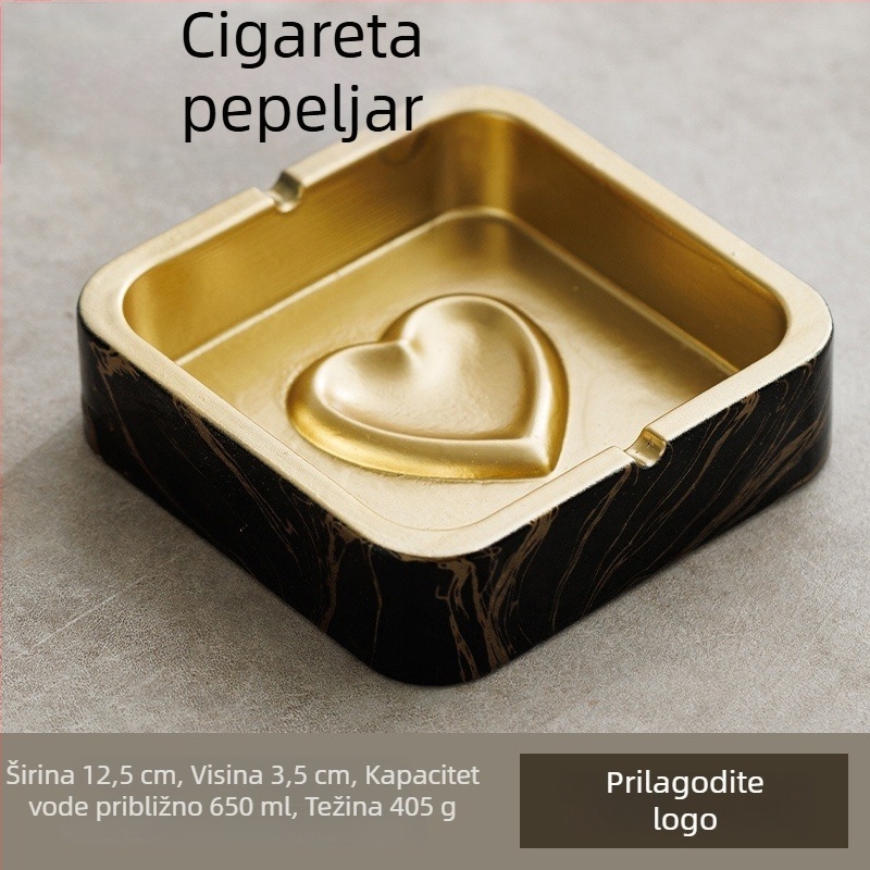 Kvadratni keramički pepelnjak u INS stilu, za dom i KTV, s prostorom za pohranu i otiskom logotipa