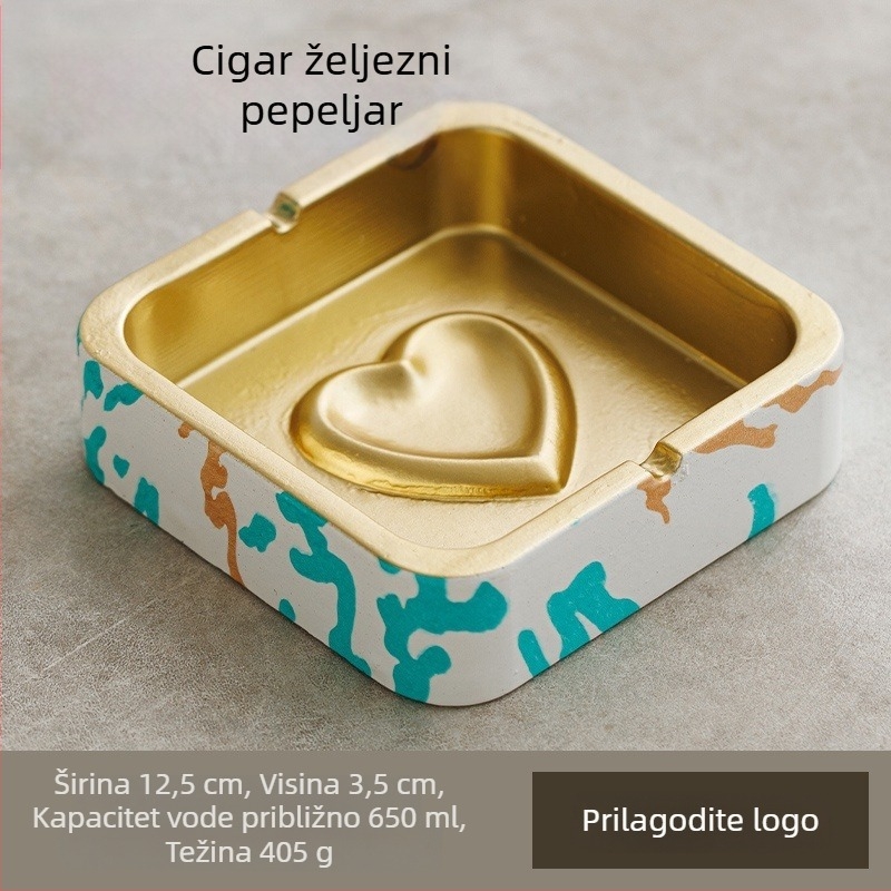 Kvadratni keramički pepelnjak u INS stilu, za dom i KTV, s prostorom za pohranu i otiskom logotipa