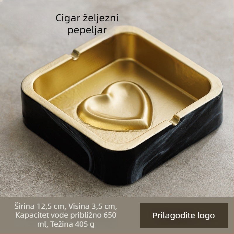 Kvadratni keramički pepelnjak u INS stilu, za dom i KTV, s prostorom za pohranu i otiskom logotipa