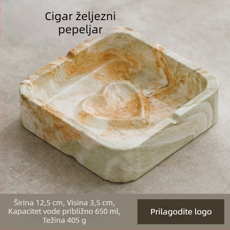 Kvadratni keramički pepelnjak u INS stilu, za dom i KTV, s prostorom za pohranu i otiskom logotipa