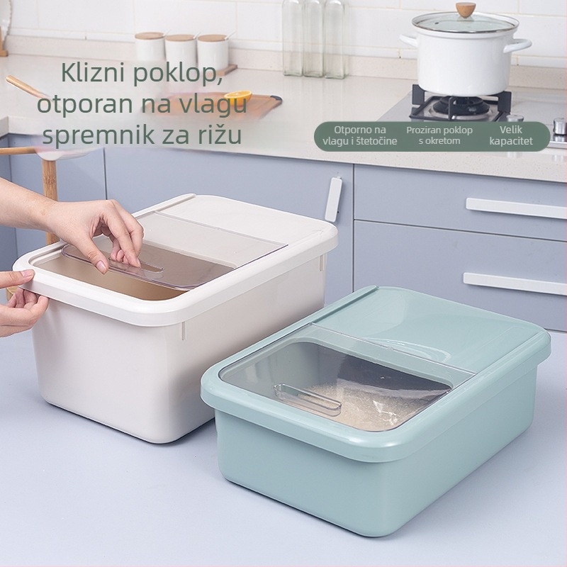 Kutija za skladištenje riže sa kliznim poklopcem – otporna na insekte, otporna na vlagu, hermetički zatvorena; zapremina 9–10 L; materijal PP; brend Zhenying