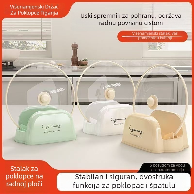 Stolni držač poklopca za posude i daski za rezanje – višenamjenski, pomični, bez montaže, plast