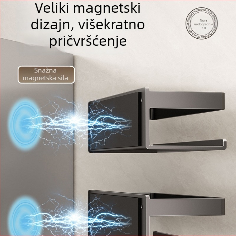 Magnetski bočni stalak za kuhinju, zidni, minimalistički, držač za začine, od karbonskog čelika