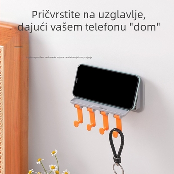 Zidni organizator kupaonice s više redova kuka, bez bušenja, plastični, nosivost 5 kg