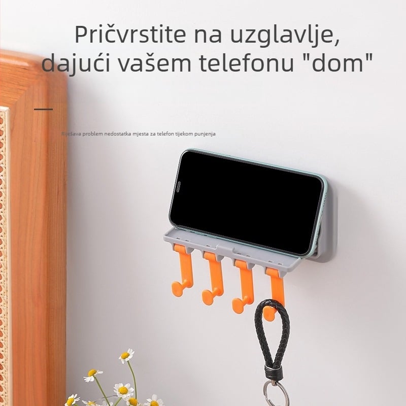 Zidni organizator kupaonice s više redova kuka, bez bušenja, plastični, nosivost 5 kg
