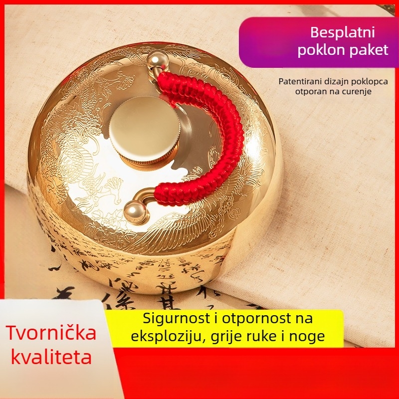 Mesingova boca za toplu vodu s ručnim grijačem, retro stil, masaža ruku, stopala i leđa