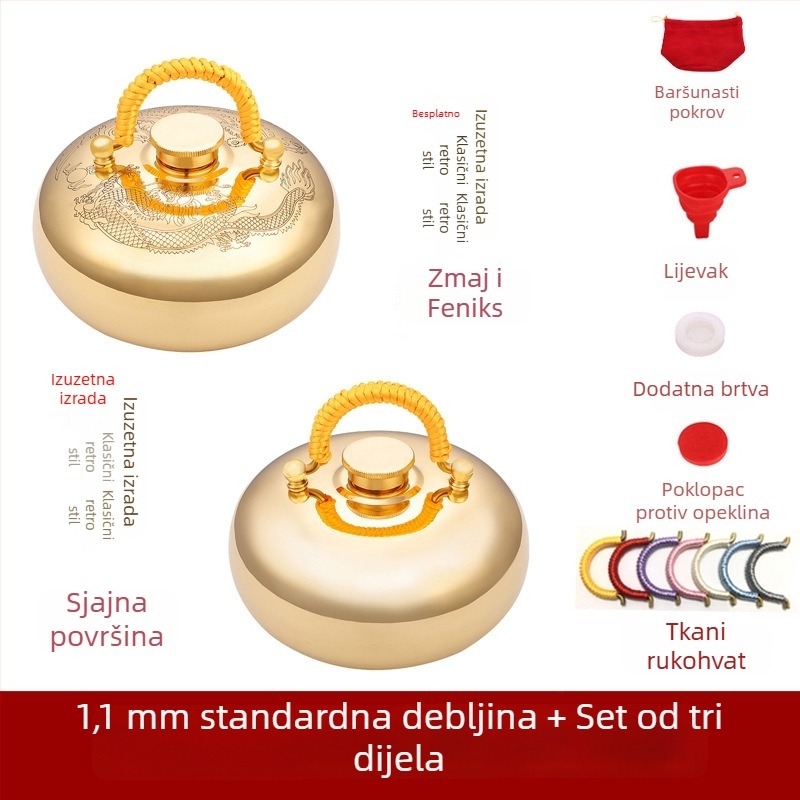 Mesingova boca za toplu vodu s ručnim grijačem, retro stil, masaža ruku, stopala i leđa