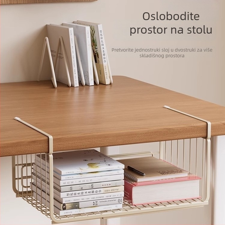 Proširivi plastični kuhinjski zidni organizator s više razina i pomičnim visećim košarom