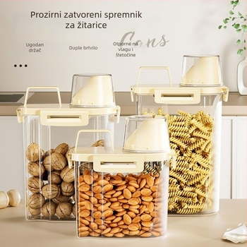 Plastična kvadratna kutija za žitarice, kapacitet 1-2 L, kutija za čuvanje hrane