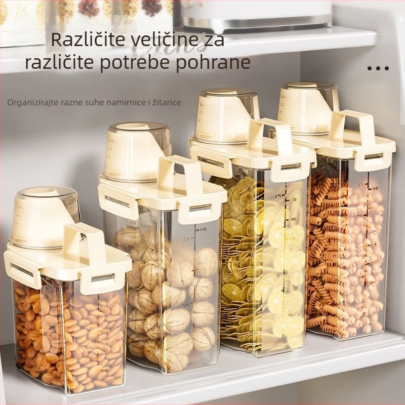 Plastična kvadratna kutija za žitarice, kapacitet 1-2 L, kutija za čuvanje hrane
