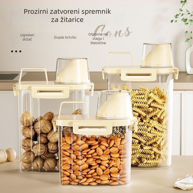 Plastična kvadratna kutija za žitarice, kapacitet 1-2 L, kutija za čuvanje hrane