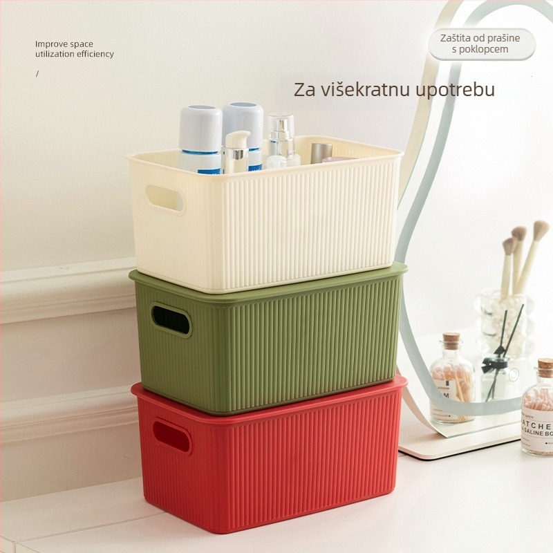 Desktop kutija za skladištenje, kapacitet 24 L, PP plast, 100% novi materijal, japanski stil, prijenosna i otporna na prašinu