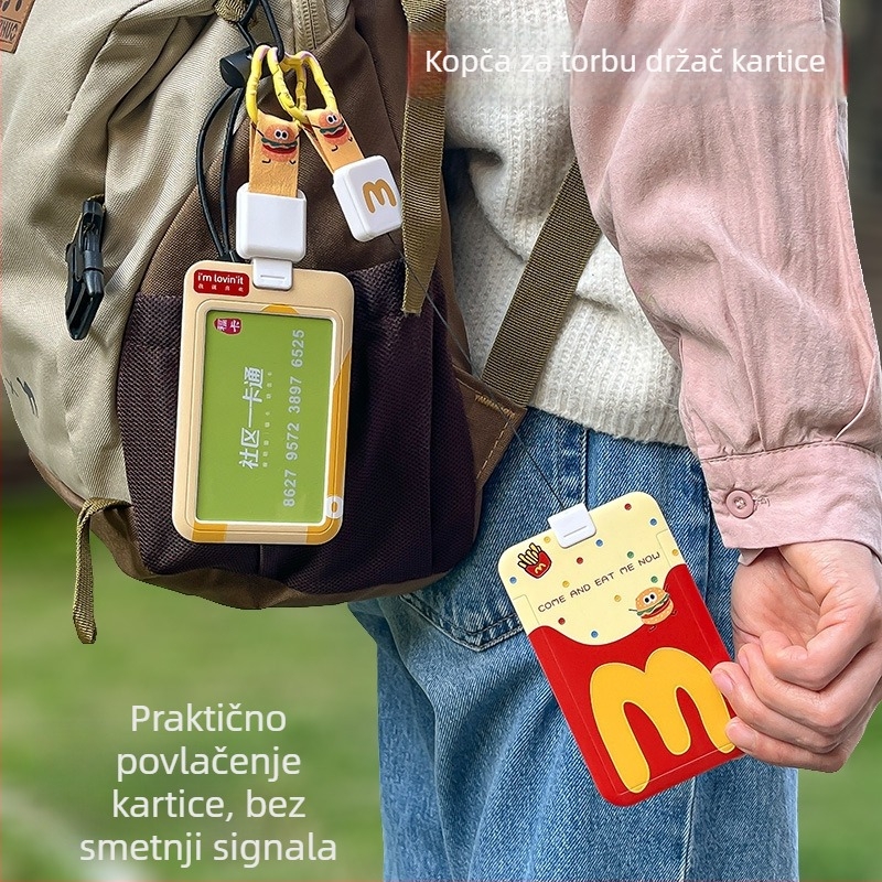 Držač kartica s izvlačnim kopčom i lančićem, sladak i kreativan dizajn za kartice za pristup, sprječava gubitak u prijevozu