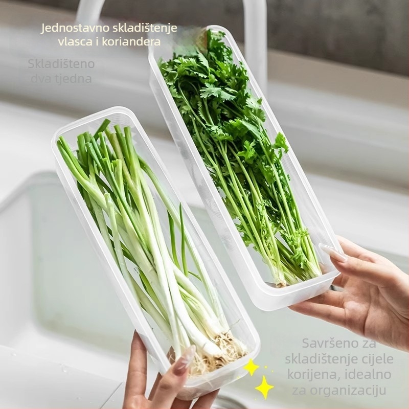 Kutija za očuvanje korijandera i mladog luka — plastična, prilagodljiva, jednostavan modern dizajn