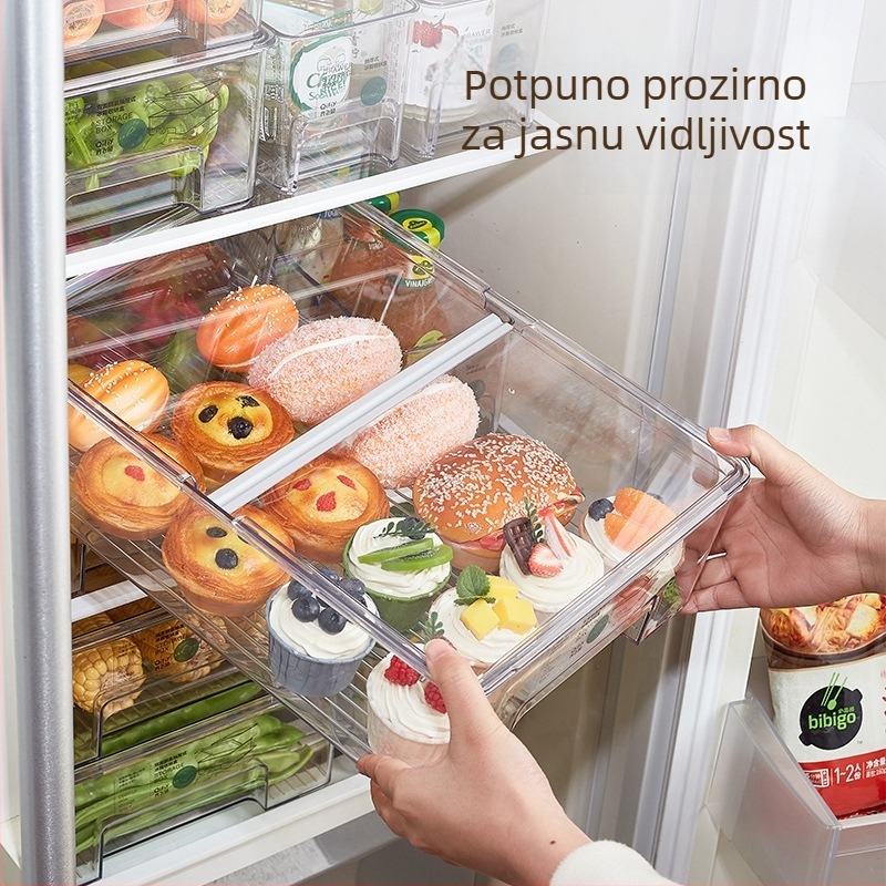 Kutija za skladištenje u hladnjaku u japanskom stilu, plastična, sklopiva s otvorenim gornjim dijelom, čuva voće i povrće svježe
