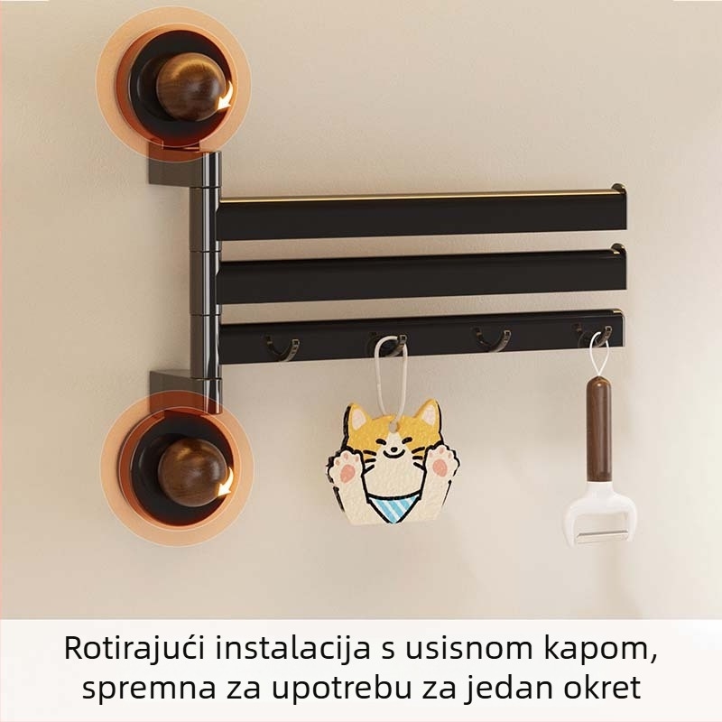 Kuhinjski stalak s vakuumskim držačima i rotirajućim kukama, sklopiv i prijenosan, PET materijal