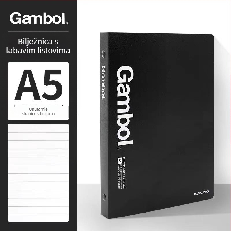 Kokuyo Gambol Watanabe bilježnica s 26 rupa, kućište s mogućnošću uklanjanja, linijske stranice, loose-leaf refill