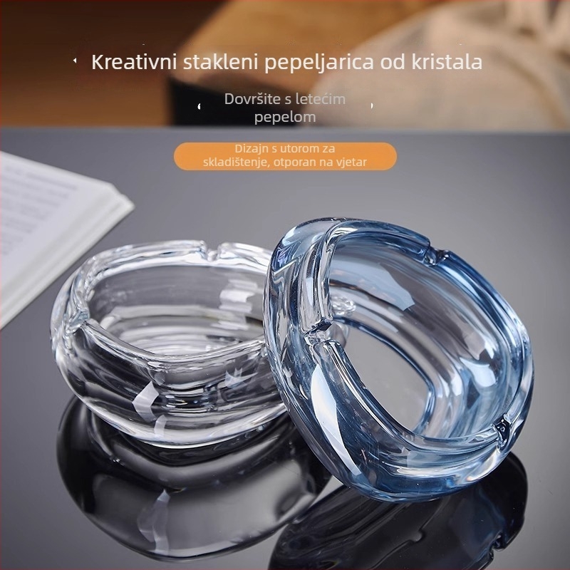 Pepeljara od kristalnog stakla, hotelski stil, vrhunska kvaliteta, jednostavan dizajn (Materijal: Staklo; Marka: Deli Glass; Kutija: 48 kom.; Logo: Može se otisnuti; Stil: Jednostavan)