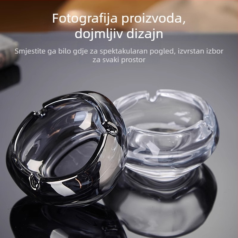 Pepeljara od kristalnog stakla, hotelski stil, vrhunska kvaliteta, jednostavan dizajn (Materijal: Staklo; Marka: Deli Glass; Kutija: 48 kom.; Logo: Može se otisnuti; Stil: Jednostavan)