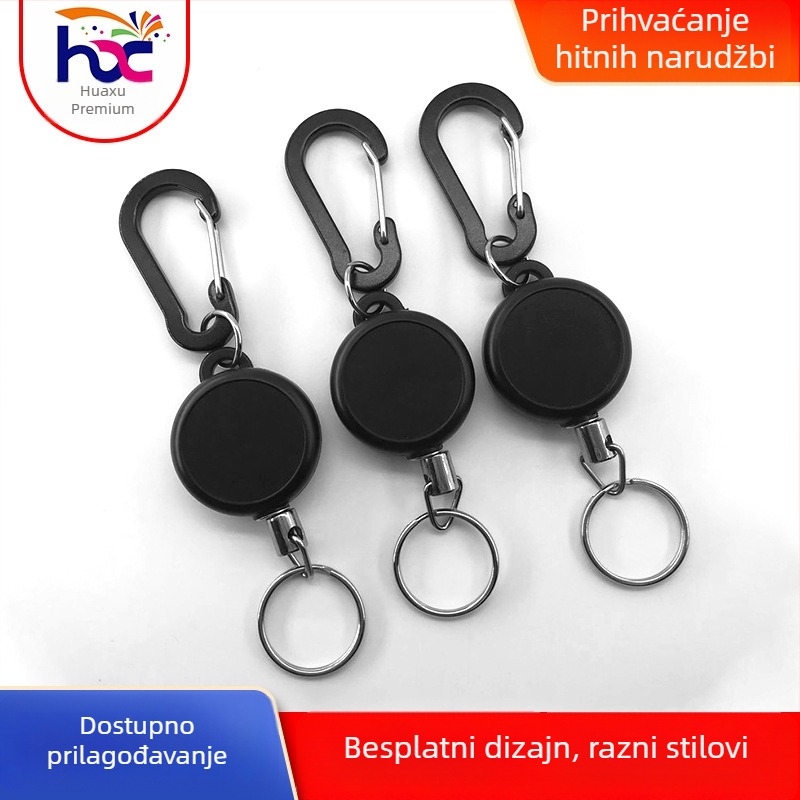 Ispušt karabinerski ključ-ogrlica, plastično kućište, prilagodljiva širina, tiskani logo, prilagodljiva obrada, lako povlačenje