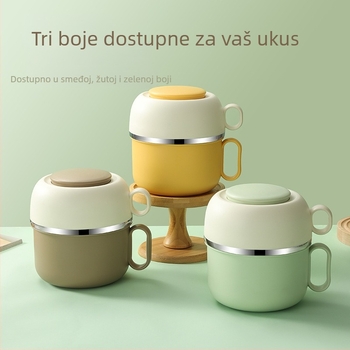 Kutija za ručak od nehrđajućeg čelika 304 – okrugla, dvostruka, 1–2 L, prehrambene kvalitete, zatvorena i otporna na curenje
