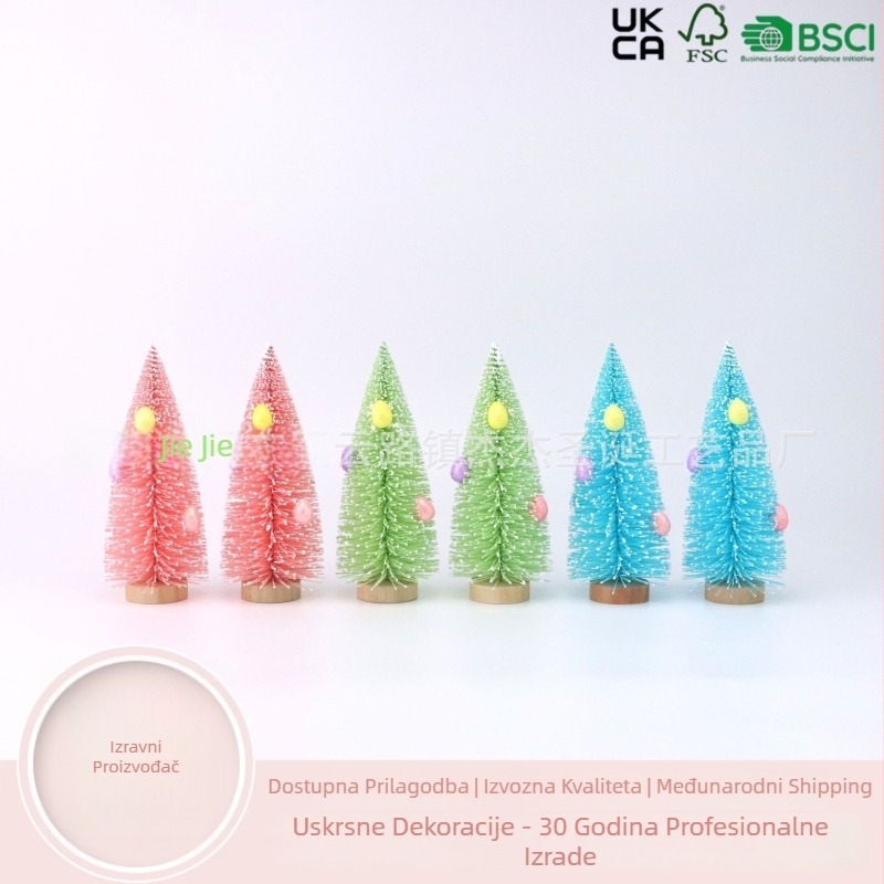 Uskrsni drveni ukras s jajetom – ručna izrada, prilagodljivo, mogućnost tiska logotipa (Materijali: PP jaja, drvena podloga, metalna konstrukcija)