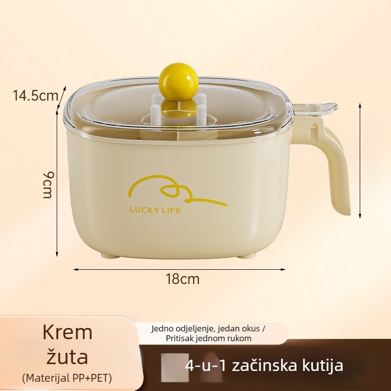 Plastična kutija za začine u kuhinji s poklopcem i četiri odjeljka, mogućnost tiskanja logotipa, moderan minimalistički dizajn, pogodna za čvrste začine